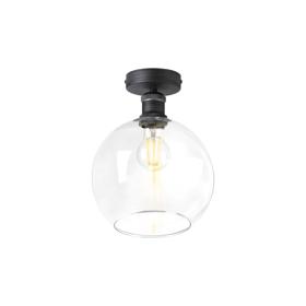 DK1162  Cawdor Flush Fitting, 1 Light E27, Pewter/Dark Grey/Clear Globe Glass
